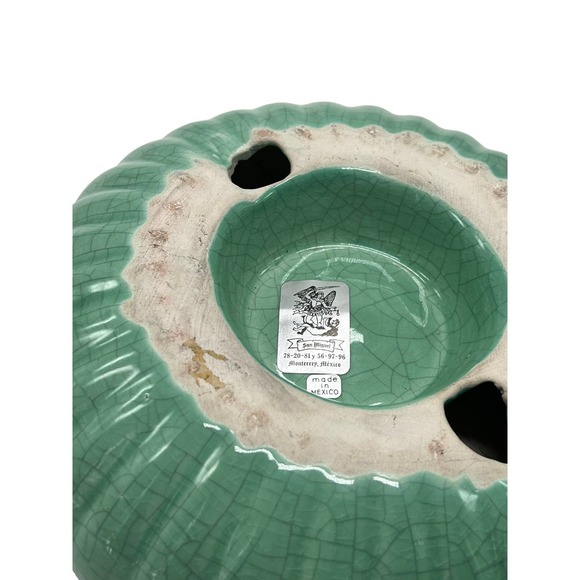 San Miguel Pottery Ashtray Green Bowl Design Crackle Finish - Picture 5 of 5